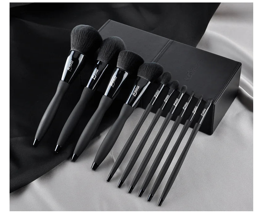 MSQ 10-Piece Black Makeup Brush Set with Magnetic Case