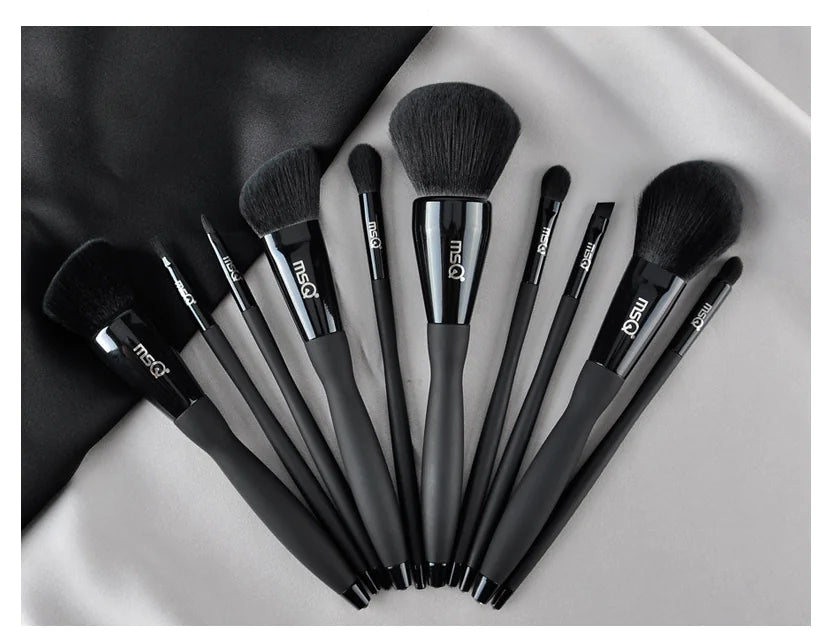 MSQ 10-Piece Black Makeup Brush Set with Magnetic Case
