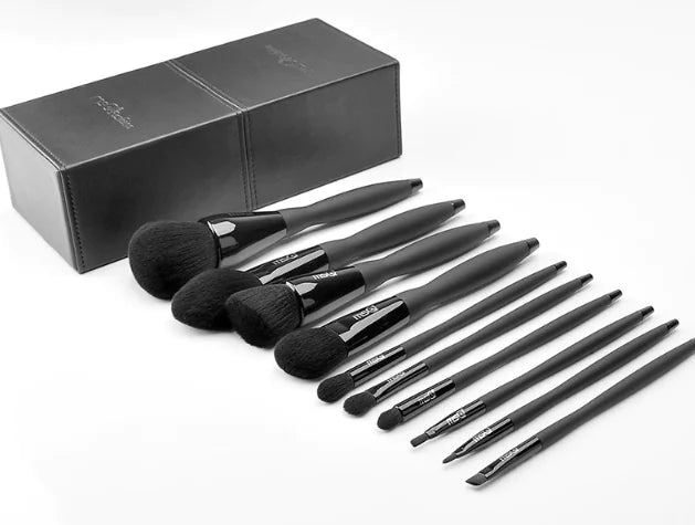 MSQ 10-Piece Black Makeup Brush Set with Magnetic Case